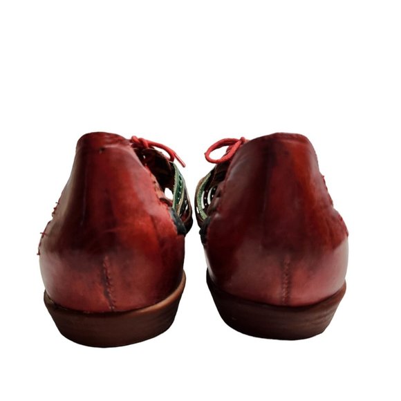 Vintage Red Green Huaraches Sandals Size 10W Leather - Picture 7 of 9